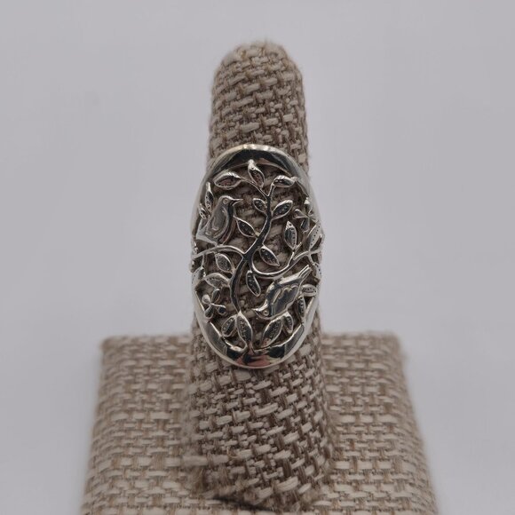 Size 7.25 Sterling Silver Beautiful Birds In Nature Ring A2354 - Picture 1 of 8